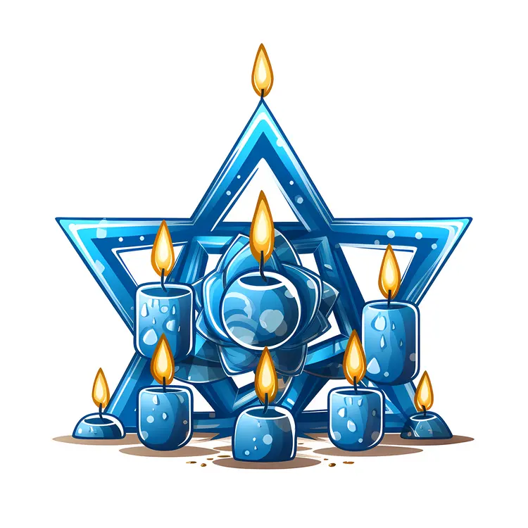 Geometric Blue Star Candle with Multiple Candles