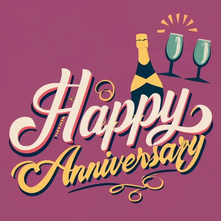 Happy Anniversary Celebration with Champagne
