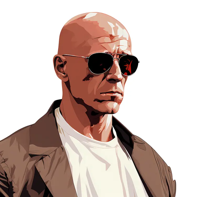 Stylish Bald Man with Sunglasses