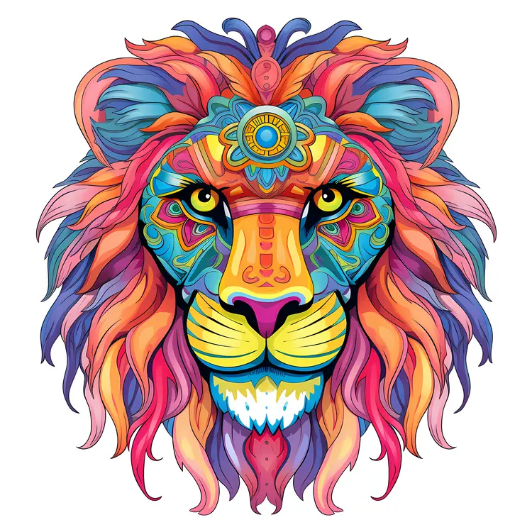 Colorful Lion Illustration