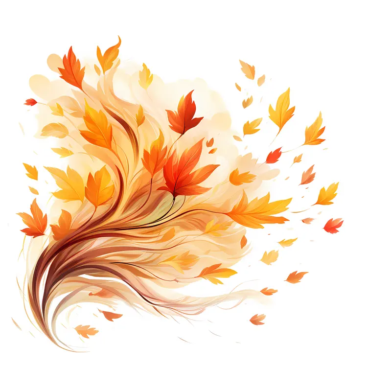 Swirling Orange Leaves in Autumn