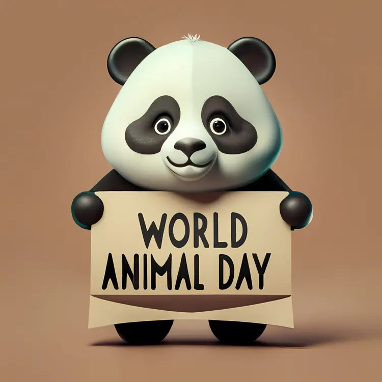 Panda Holding World Animal Day Sign