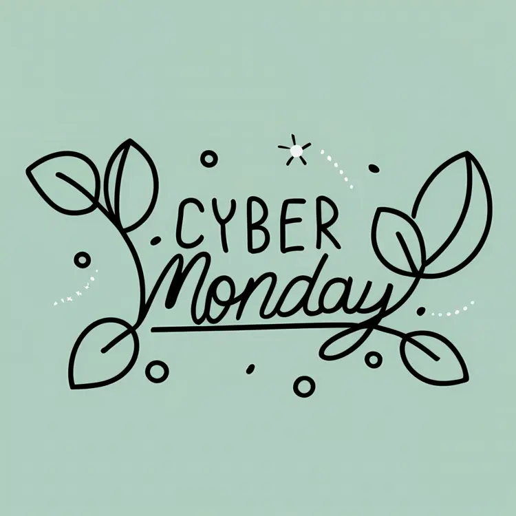 Cyber Monday Sale Banner with Leaves