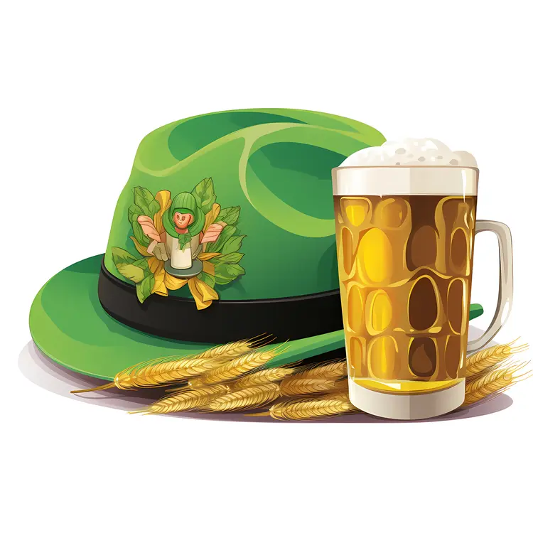 Green Hat and Beer Mug for Oktoberfest Celebration