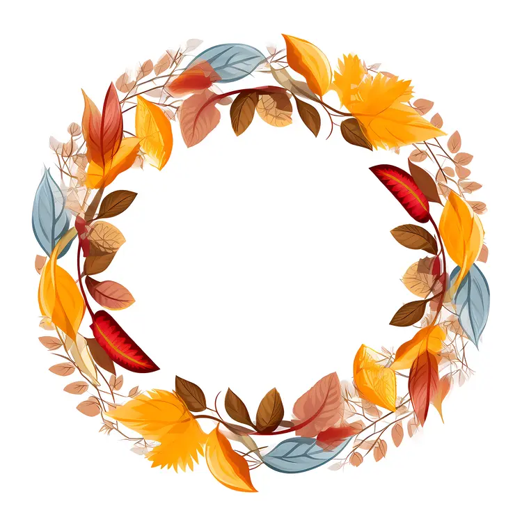 Autumn Wreath with Colorful Leaves
