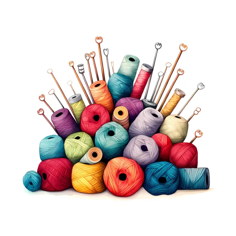 Colorful Yarn and Knitting Needles
