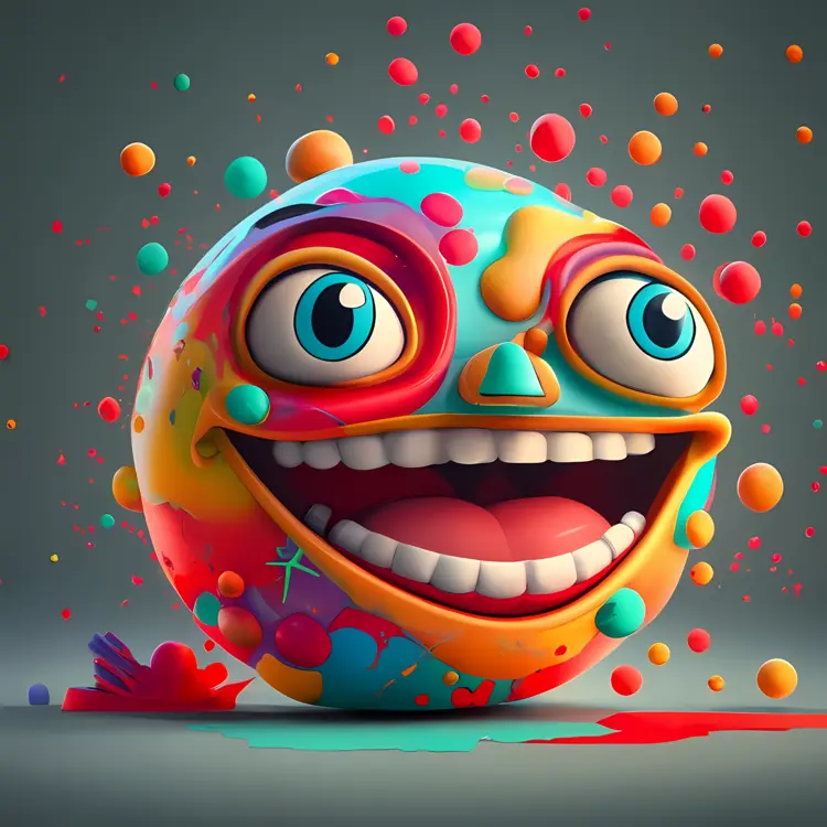 Colorful Monster with Big Eyes and Teeth