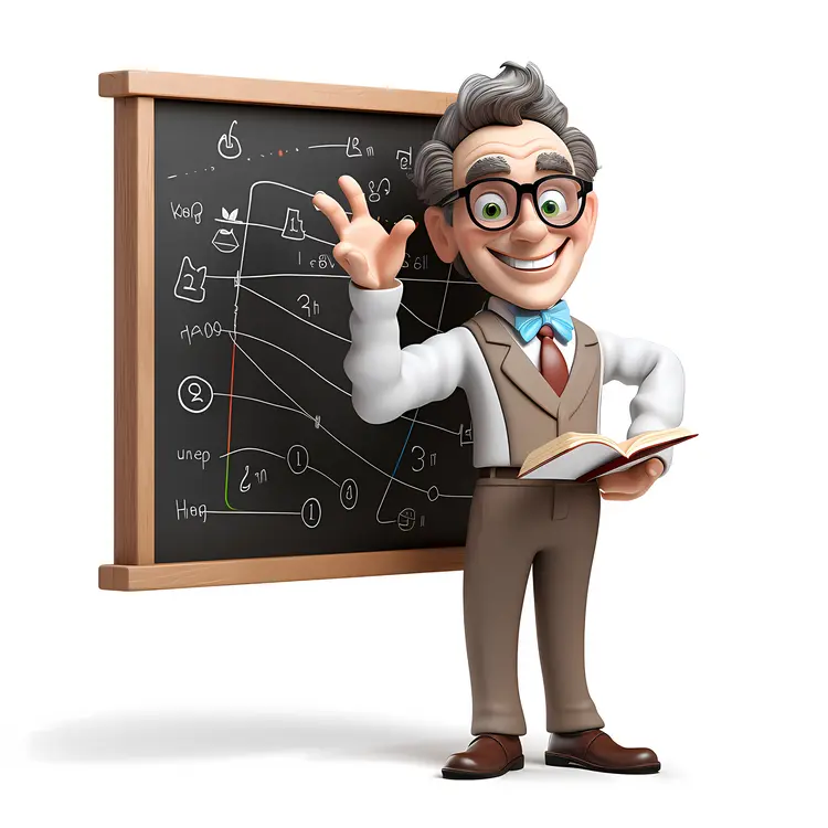 Animated Professor with Blackboard