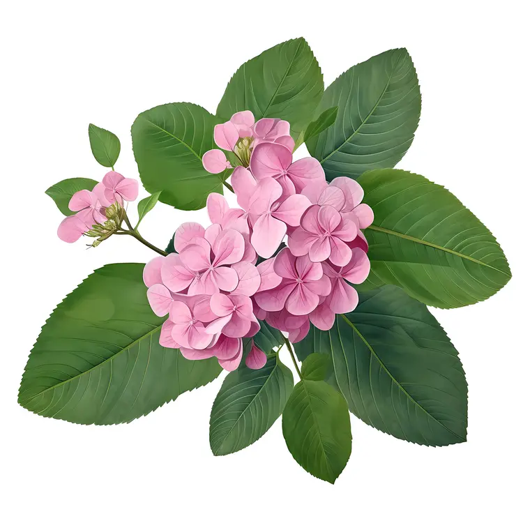 Beautiful Pink Flowers with Green Leaves