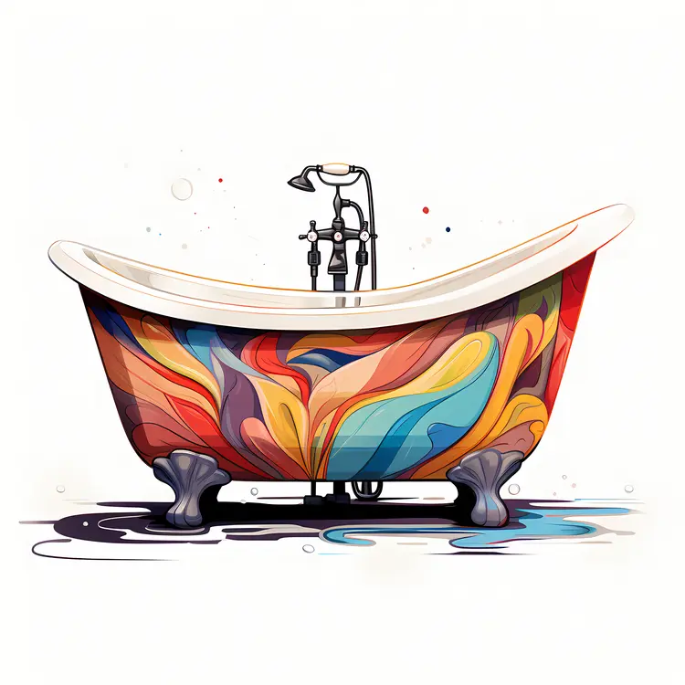 Artistic Bathtub with Colorful Design