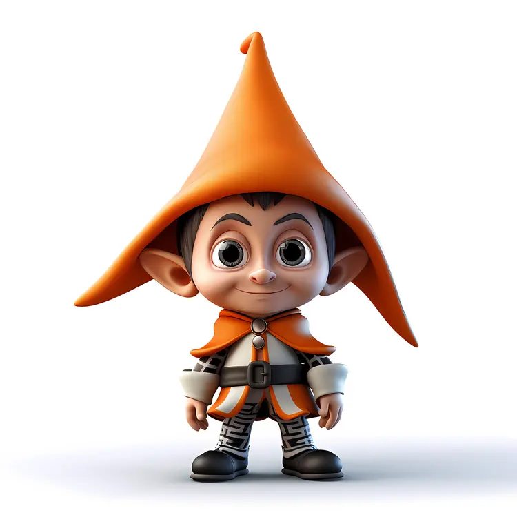 Cute Gnome with Large Orange Hat