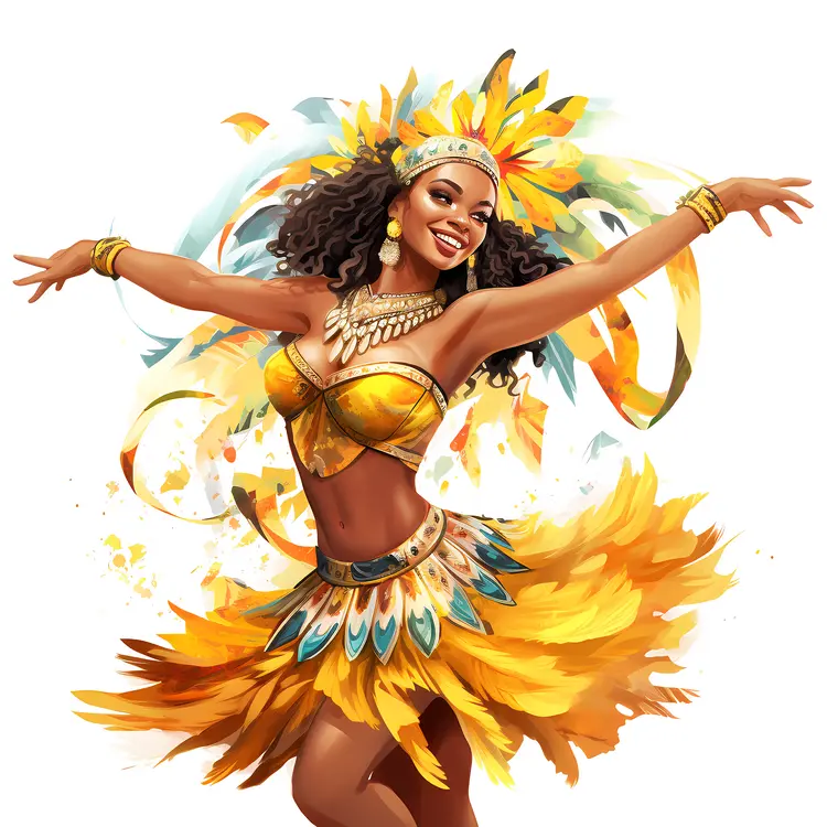 Yellow Feathered Carnival Dancer