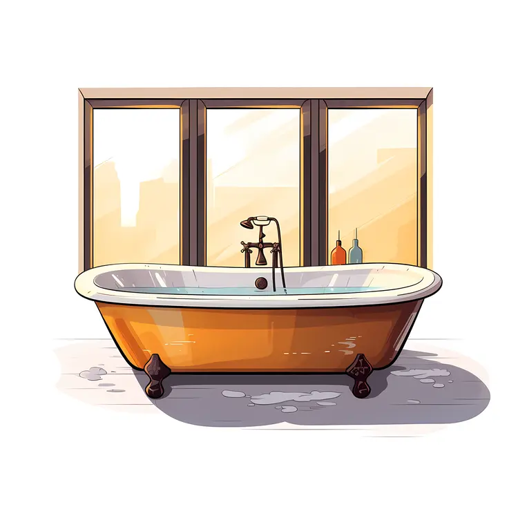 Bathtub by the Window with Bottles