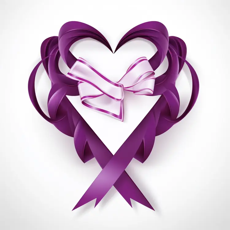 Purple Ribbon Heart with Bow for Valentine's Day