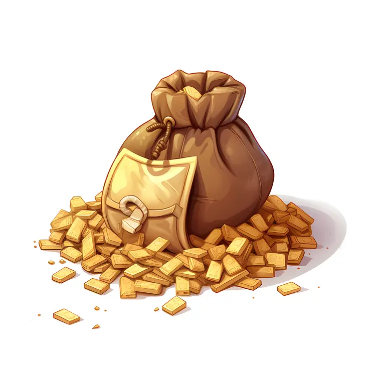 Brown Money Bag with Gold