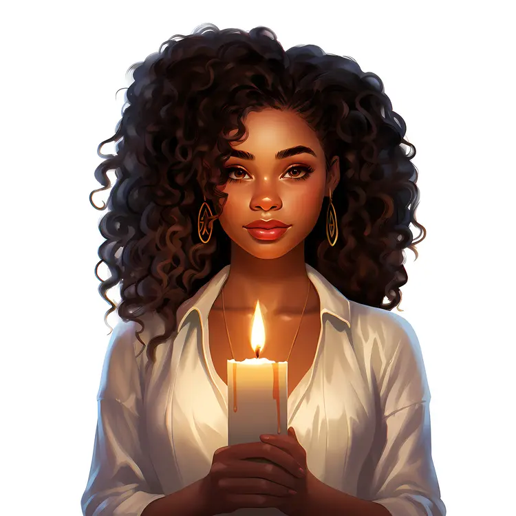Elegant Woman Holding Candle