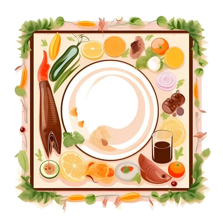 Colorful Plate with Various Foods for Thanksgiving