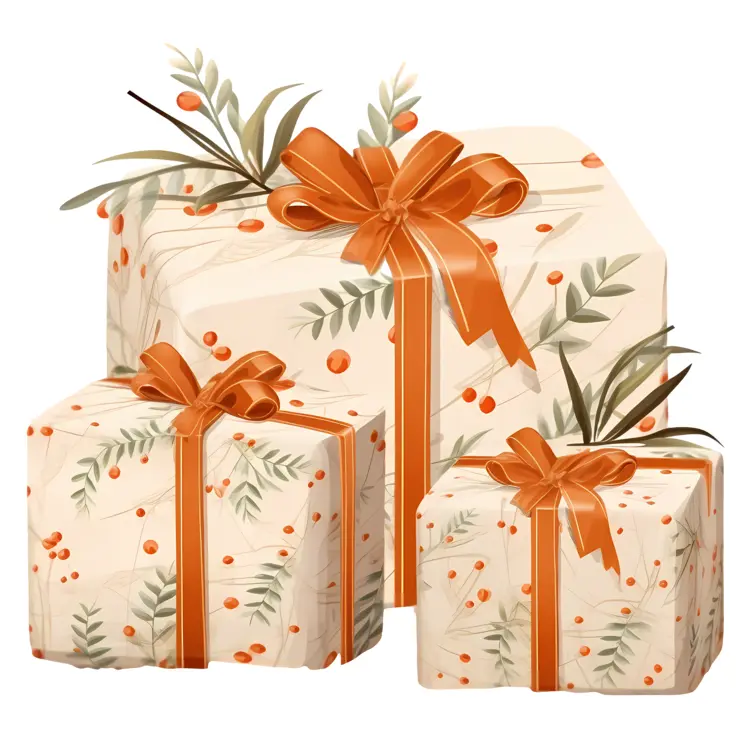 Beautifully Wrapped Gift Boxes with Ribbons