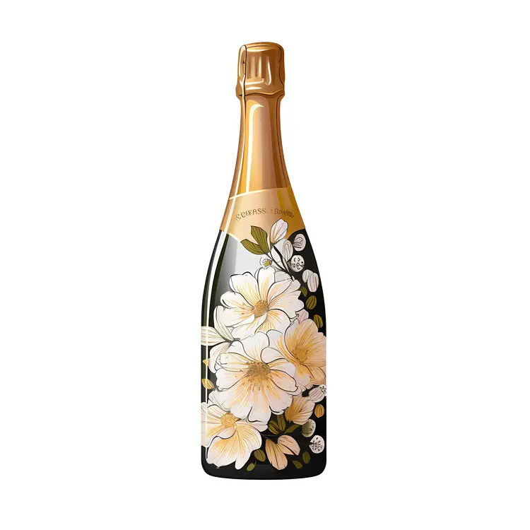 Elegant Floral Champagne Bottle for Celebrations
