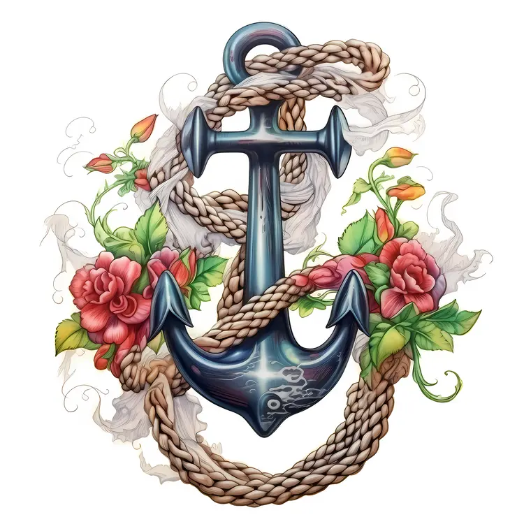 Dark Anchor with Red Roses