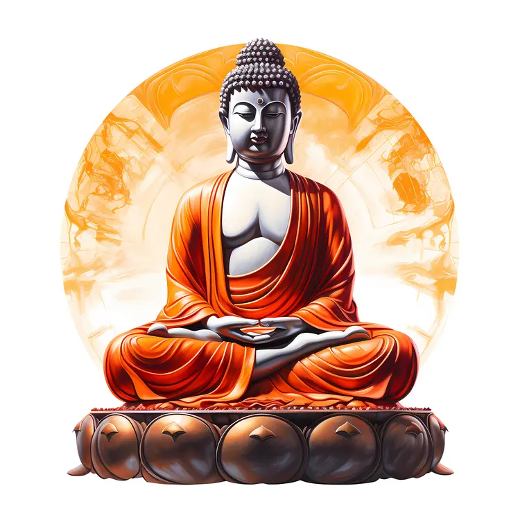 Buddha Statue with Orange Background