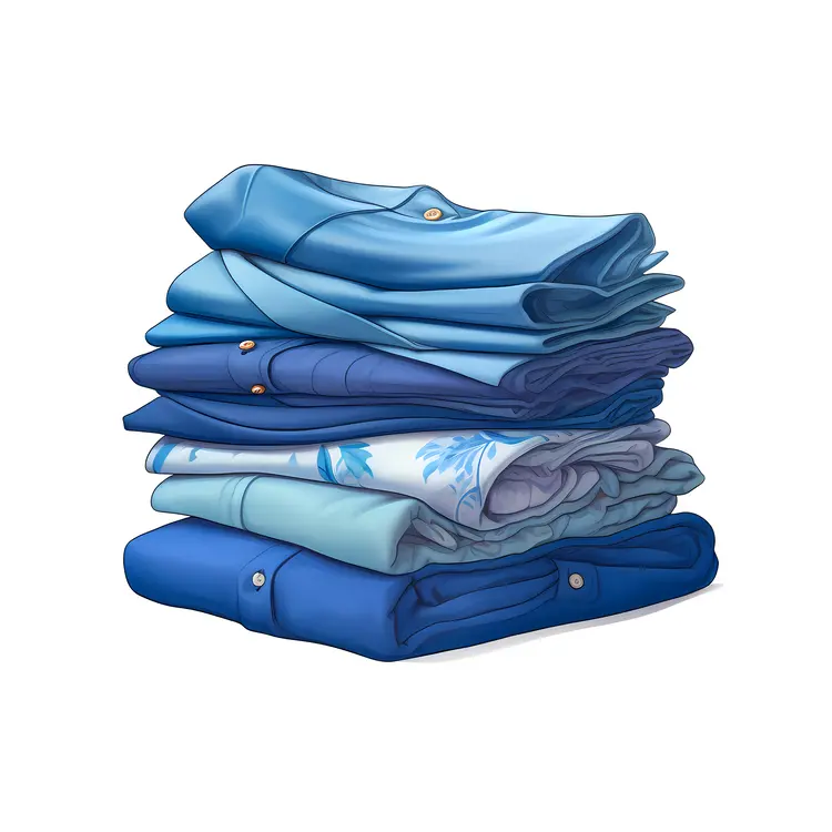 Stack of Blue Shirts Neatly Folded