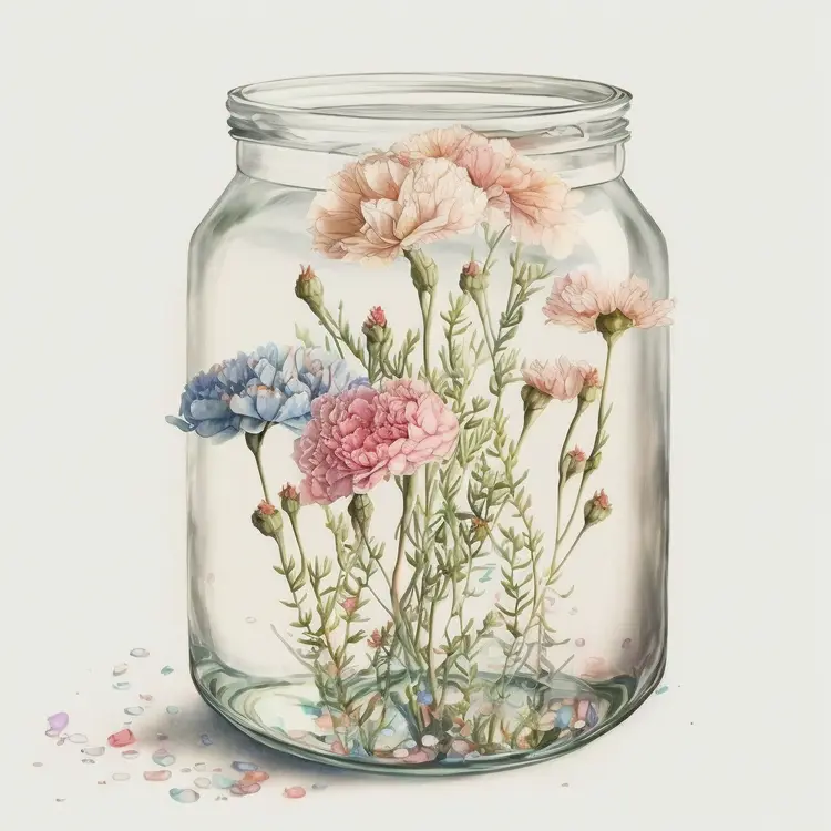 Beautiful Flowers in a Glass Jar