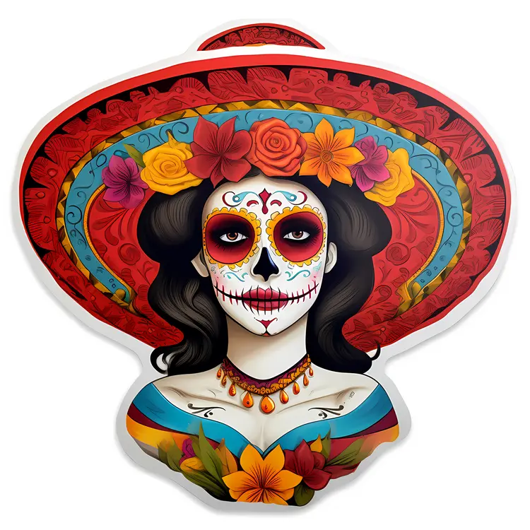 Festive Sugar Skull Woman for Day of the Dead