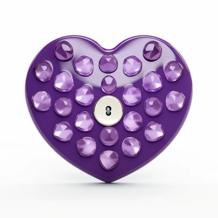 Purple Heart-shaped Lock with Gemstones