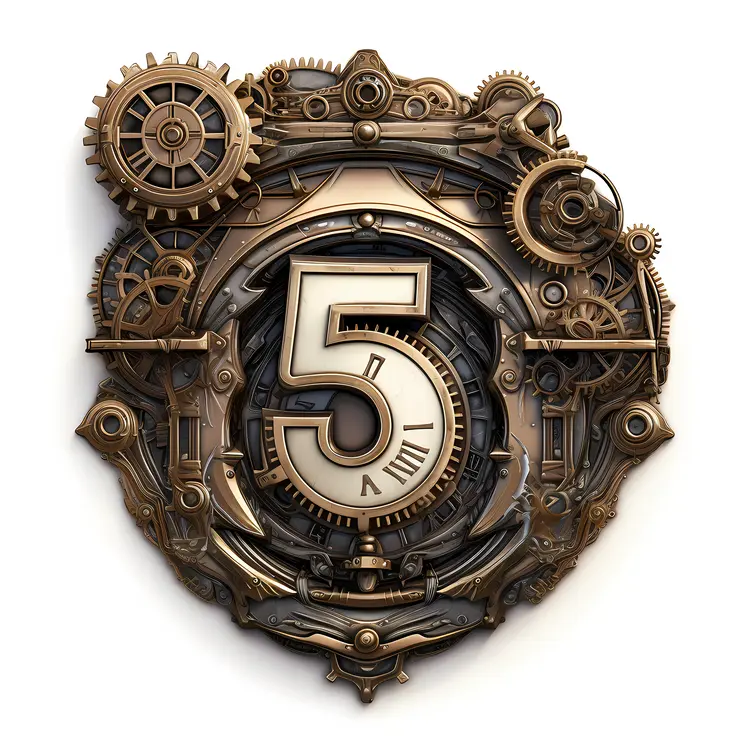Steampunk Number 5 with Gears