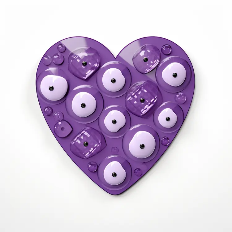 Purple Heart-Shaped Sensory Toy with Eyes