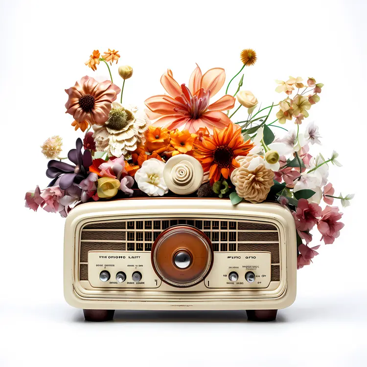 Vintage Radio with Flowers