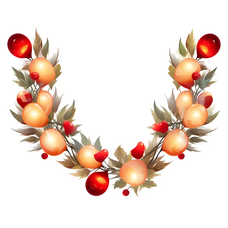 Christmas Garland with Baubles and Leaves