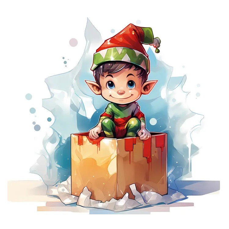 Cute Elf in a Box