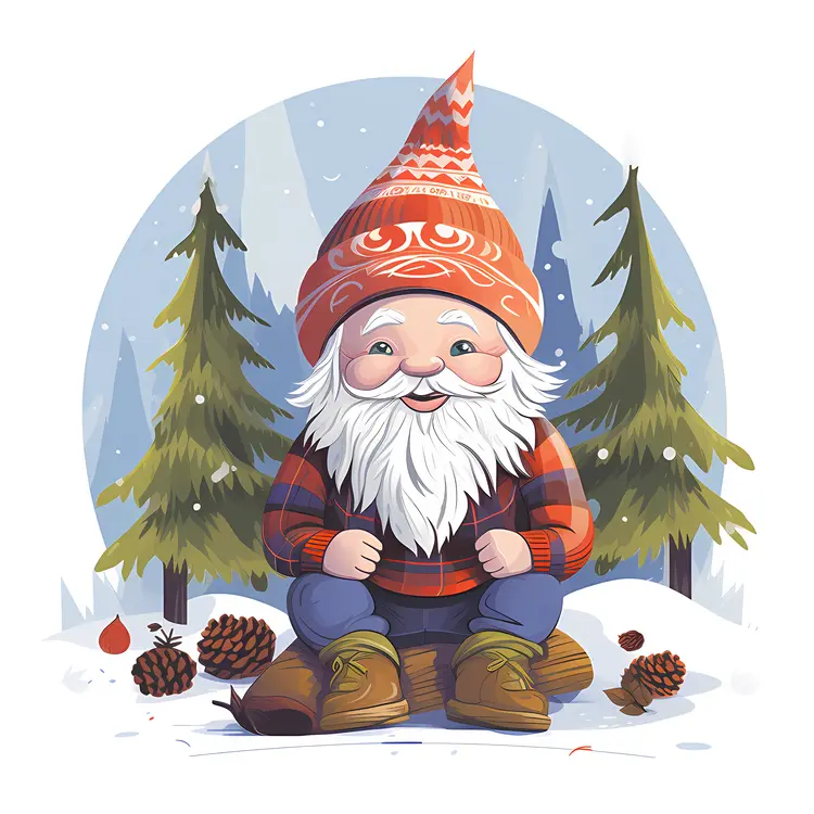 Cute Gnome Sitting in the Forest