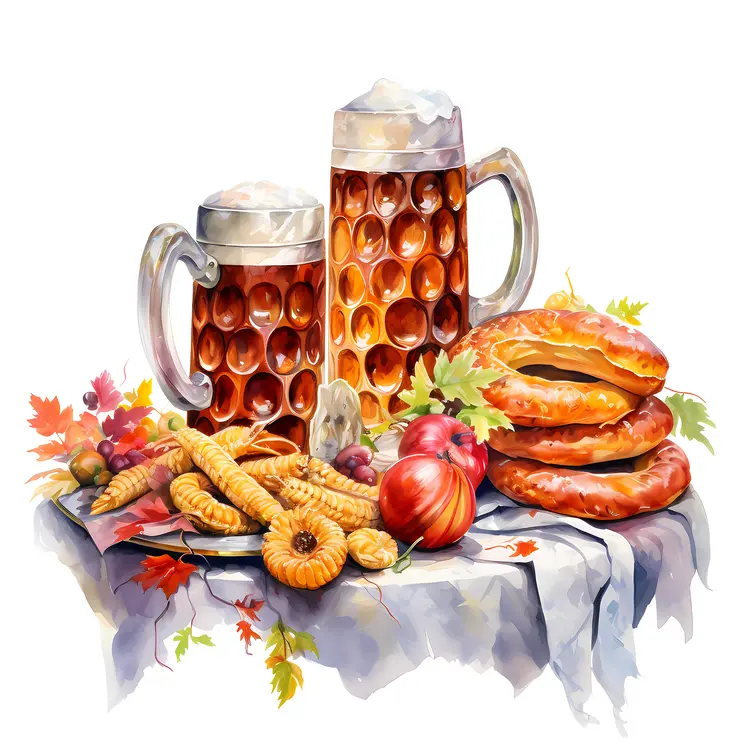 Beer and Pretzels with Autumn Snacks