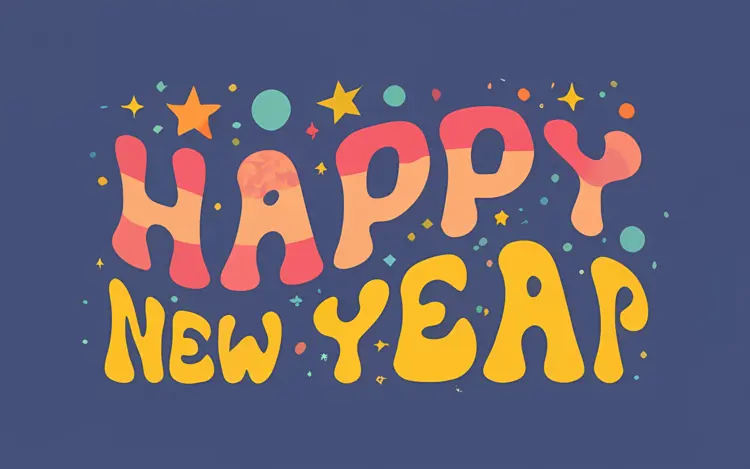 Playful Happy New Year Greeting with Stars