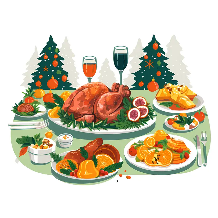 Christmas Feast with Delicious Food