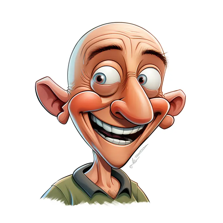 Happy Cartoon Face with Big Ears and Smile