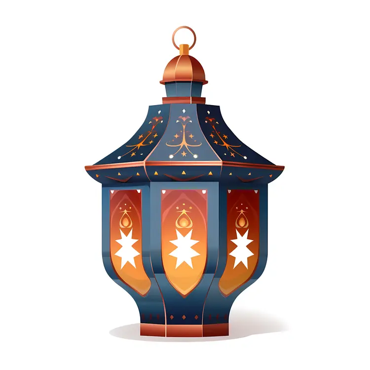 Blue Lantern with Star and Geometric Patterns