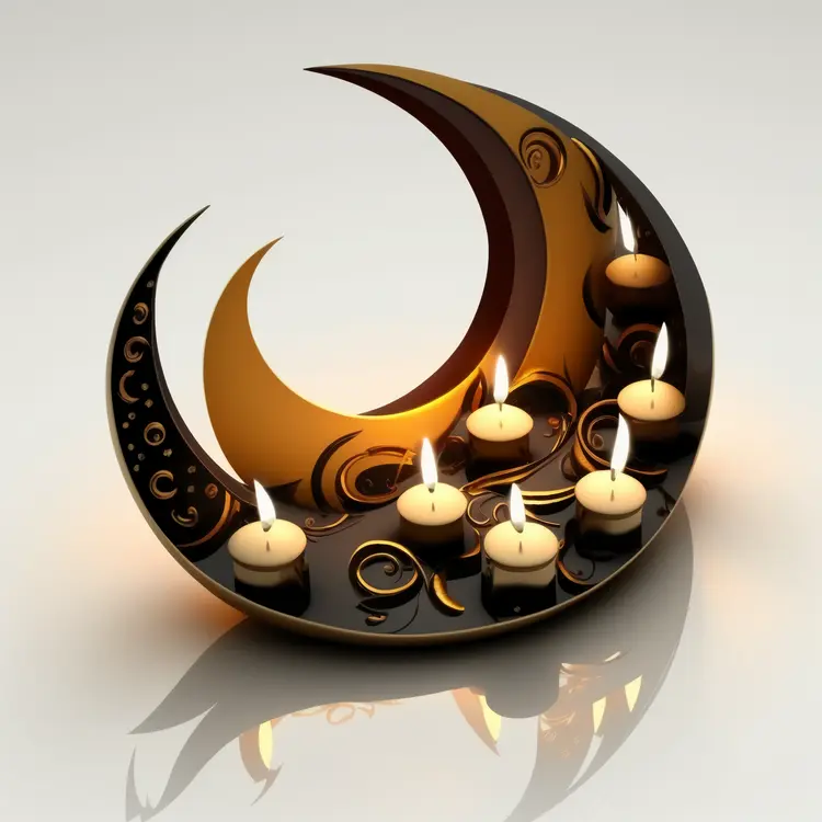 Decorative Crescent Moon with Candles