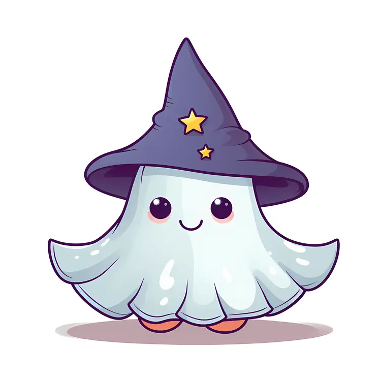Cute Ghost with Blue Hat