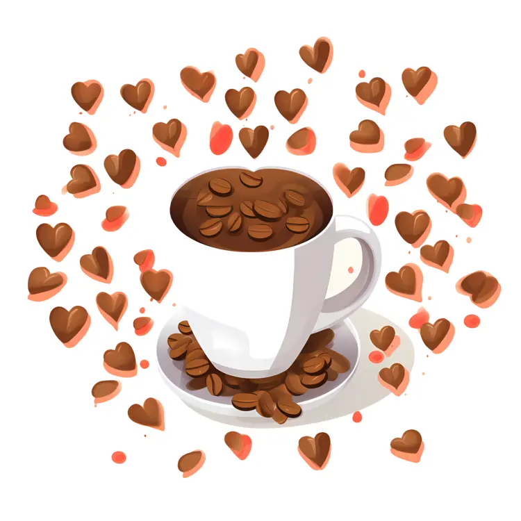 Coffee Cup with Hearts for Valentine's Day