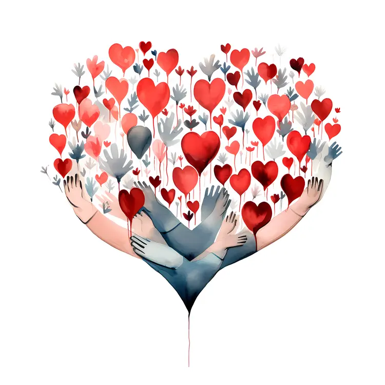 Heart Shaped with Hands and Hearts