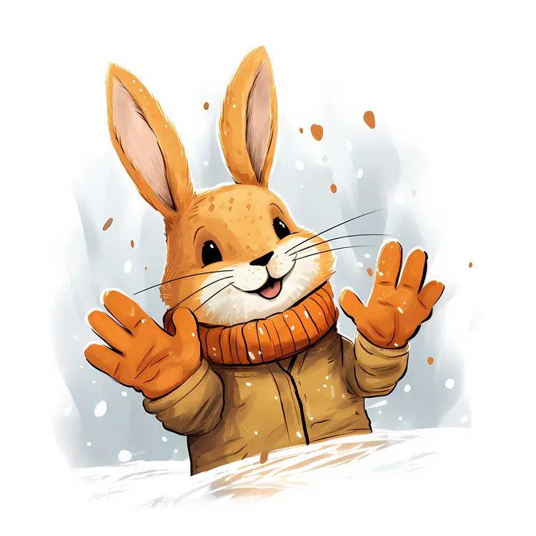 Cute Rabbit in Winter Clothes