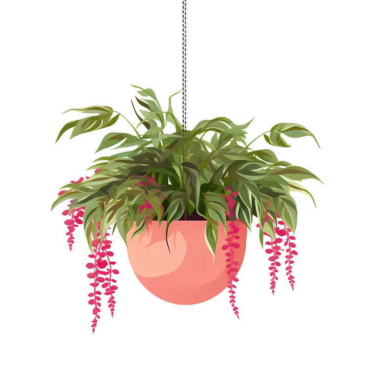 Green Hanging Plant with Pink Flowers