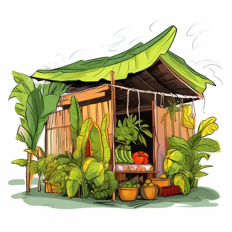 Small Cute Doodle House with Garden
