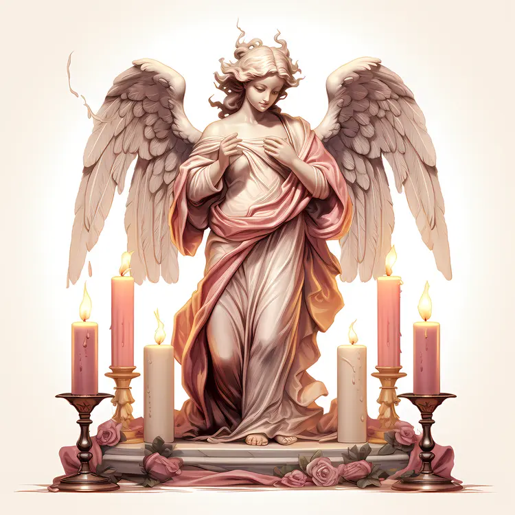 Elegant Angel Statue with Multiple Candles