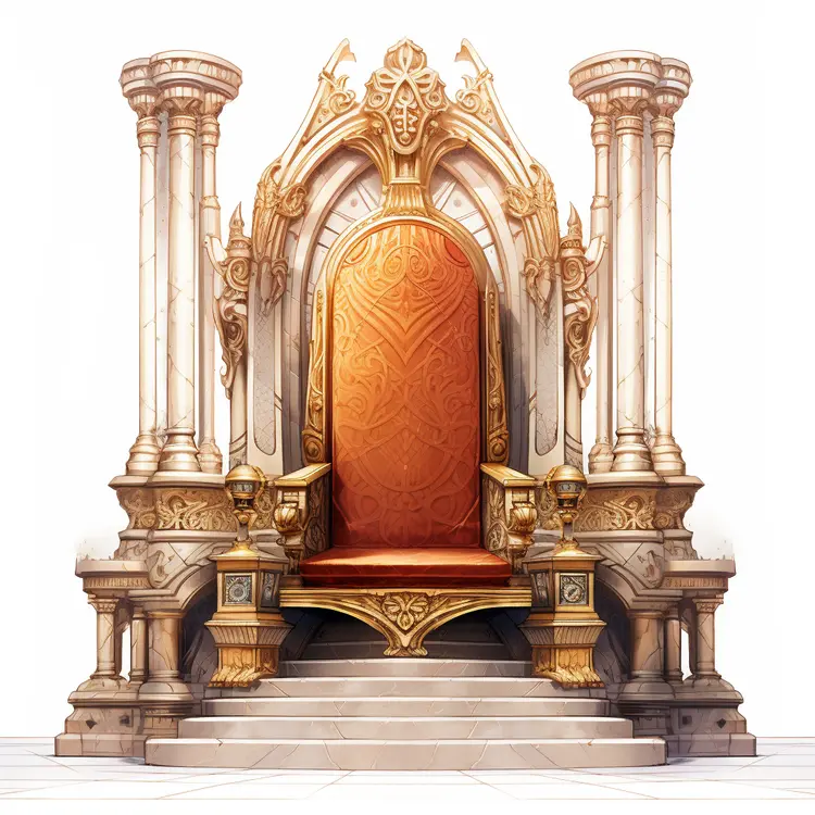 Elegant Golden Throne with Red Cushion
