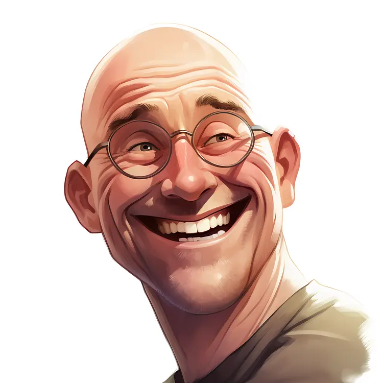 Smiling Bald Man with Glasses